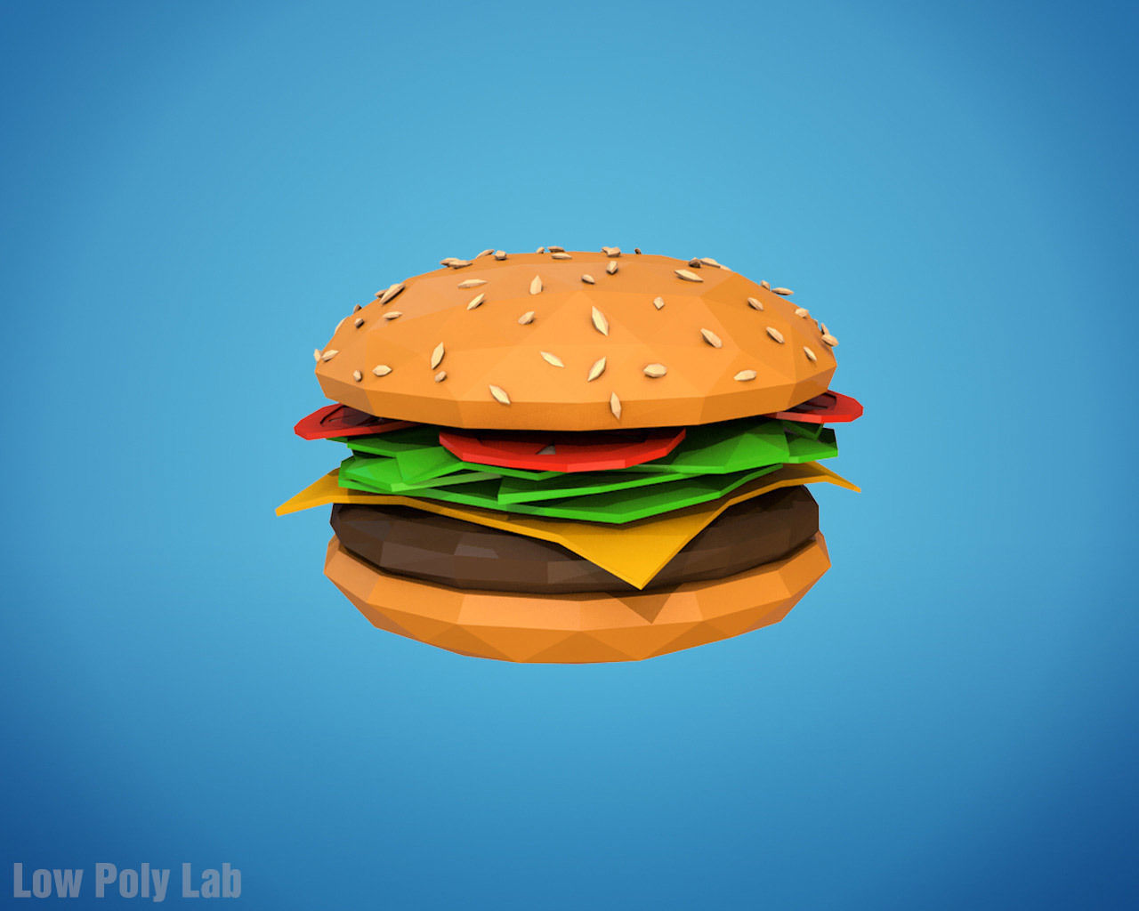Cartoon Burger Cafe Low-poly 3D model_6