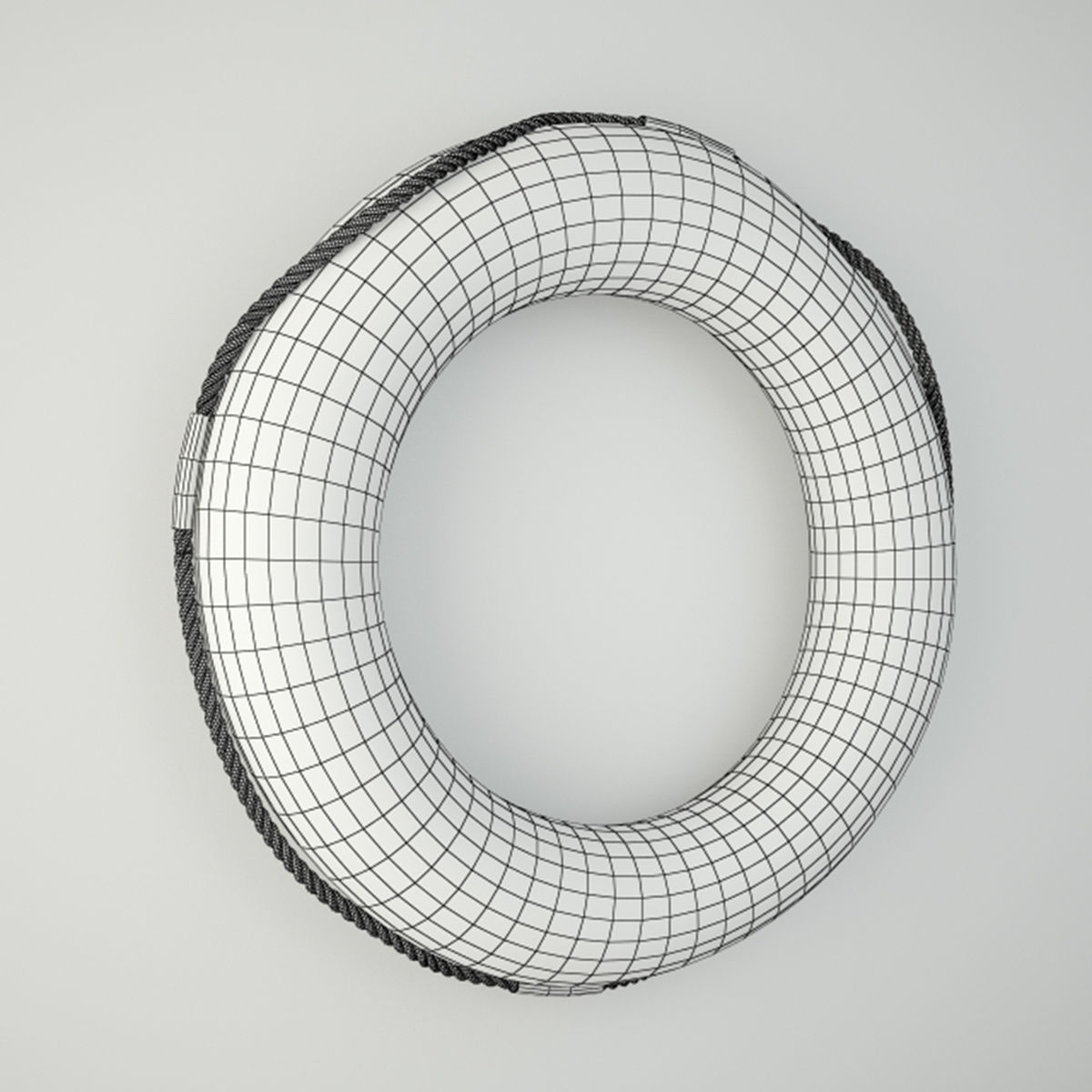 Midcentury Yellow and White Life Preserver 3D model_3