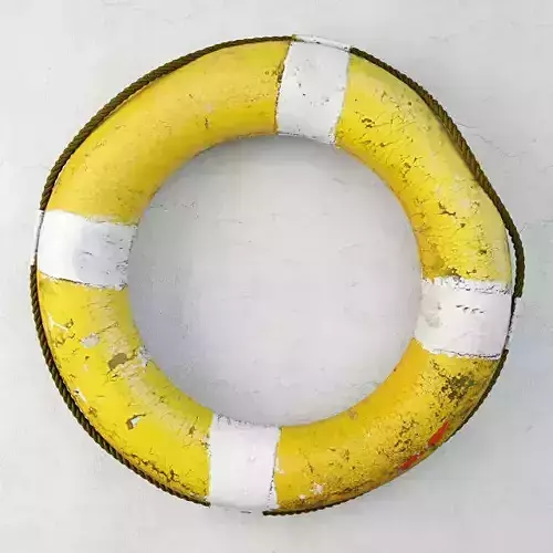 Midcentury Yellow and White Life Preserver