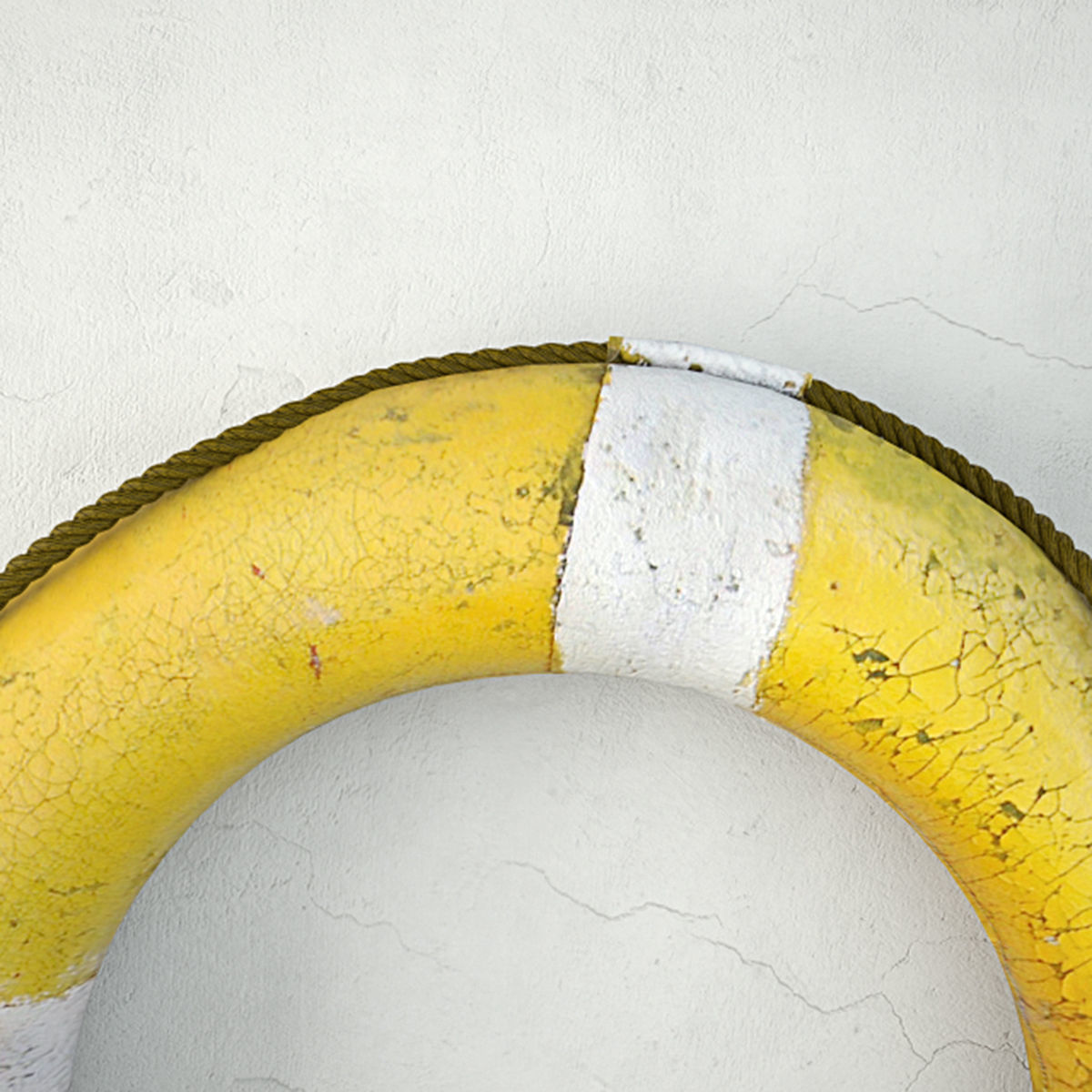 Midcentury Yellow and White Life Preserver 3D model_4