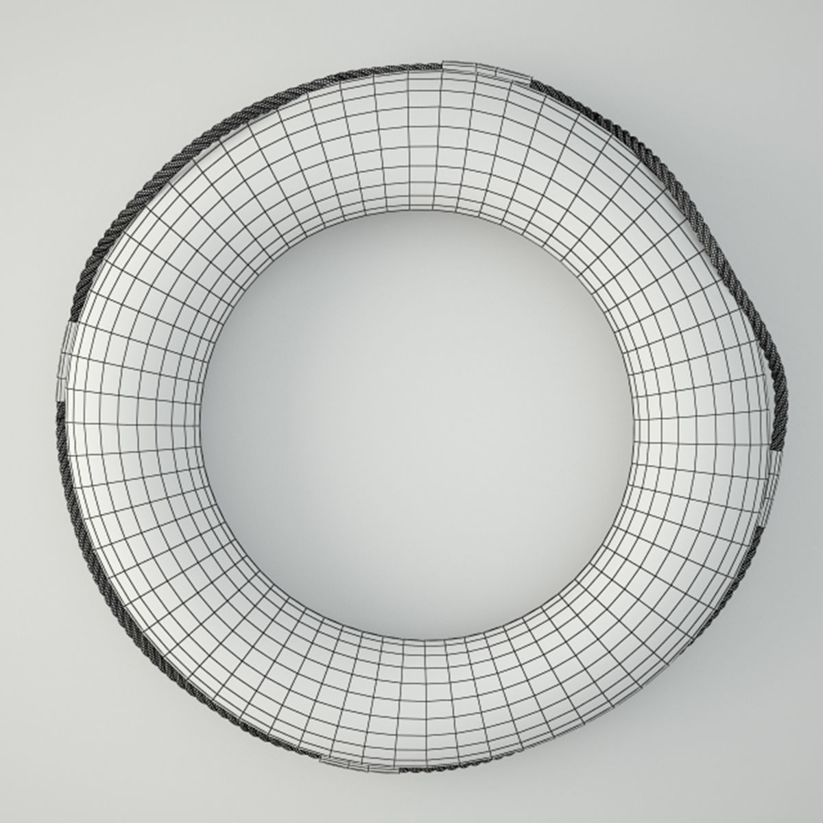 Midcentury Yellow and White Life Preserver 3D model_1