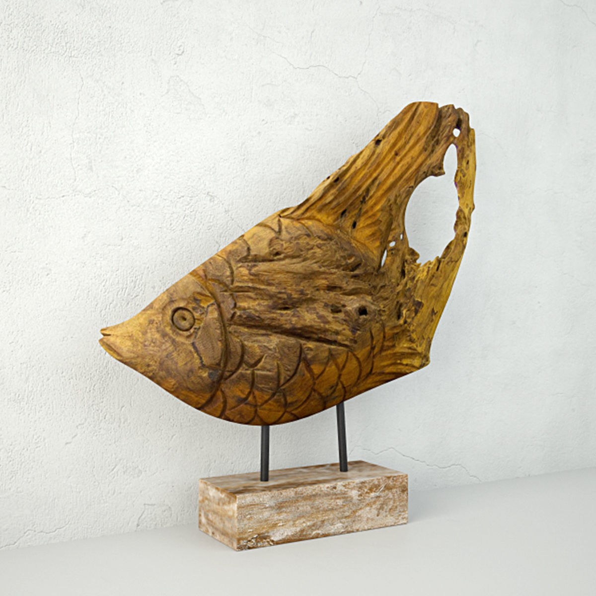 Reclaimed Teak Root Fish Sculpture 3D model_2
