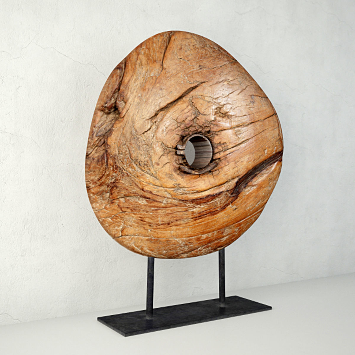 Wooden Wagon Wheel Artifact 3D model_2