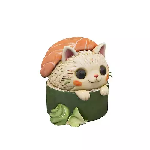 Sushi Kitten Delight food 3D model 7