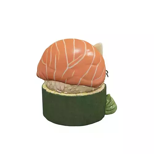Sushi Kitten Delight food 3D model 4