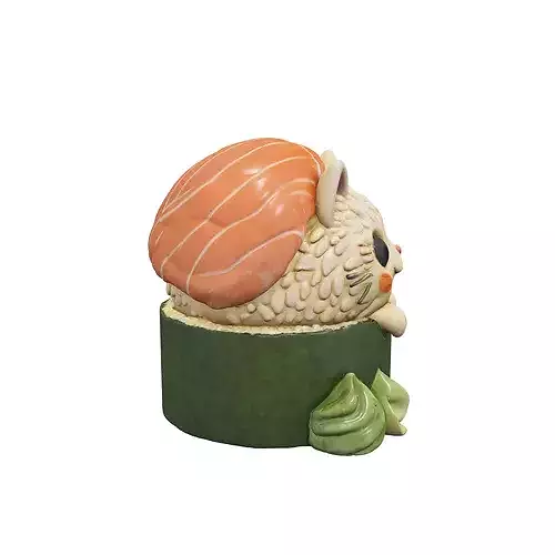 Sushi Kitten Delight food 3D model 2