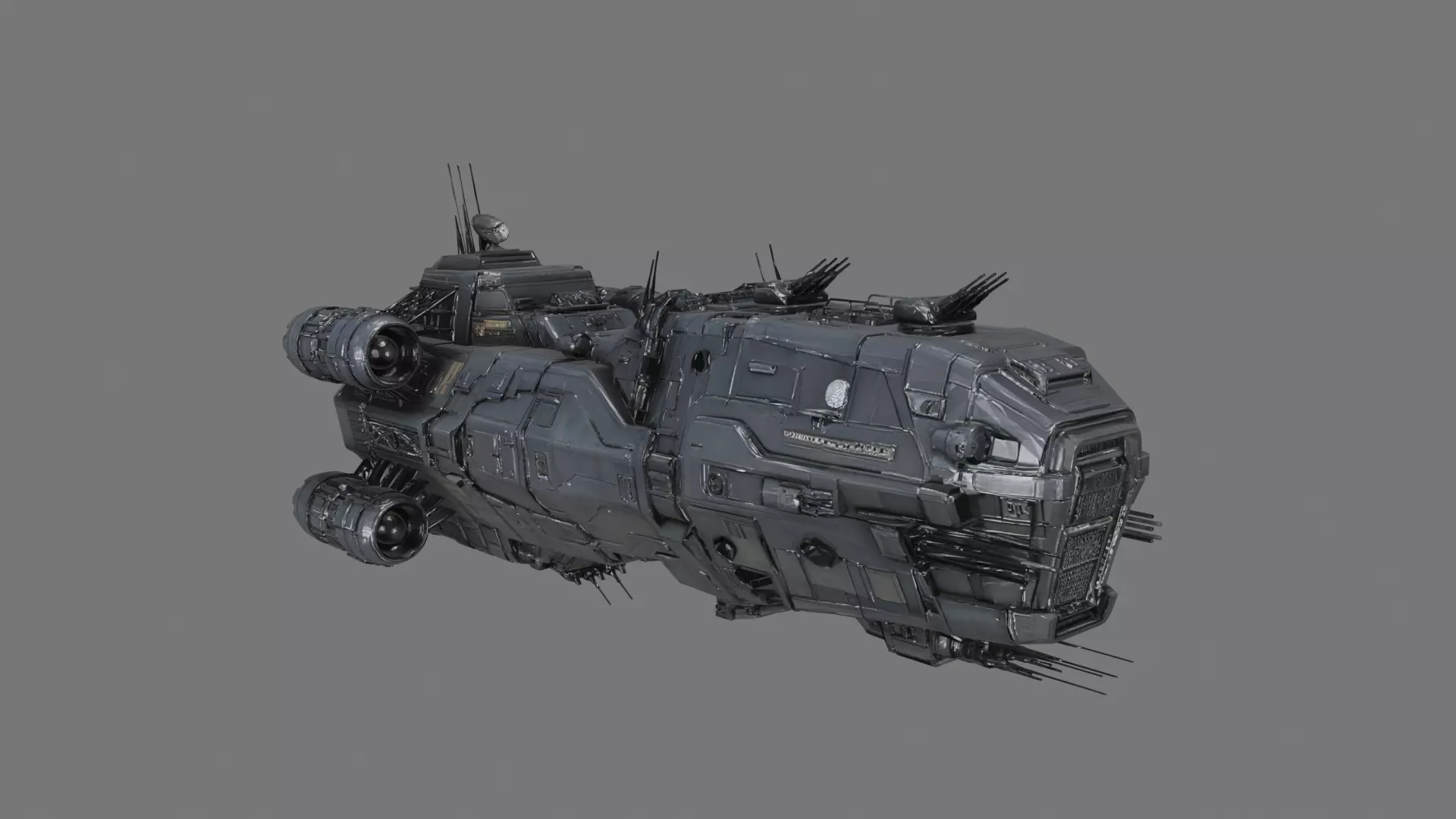 Sci-Fi Armored Gunship Spaceship 3D model