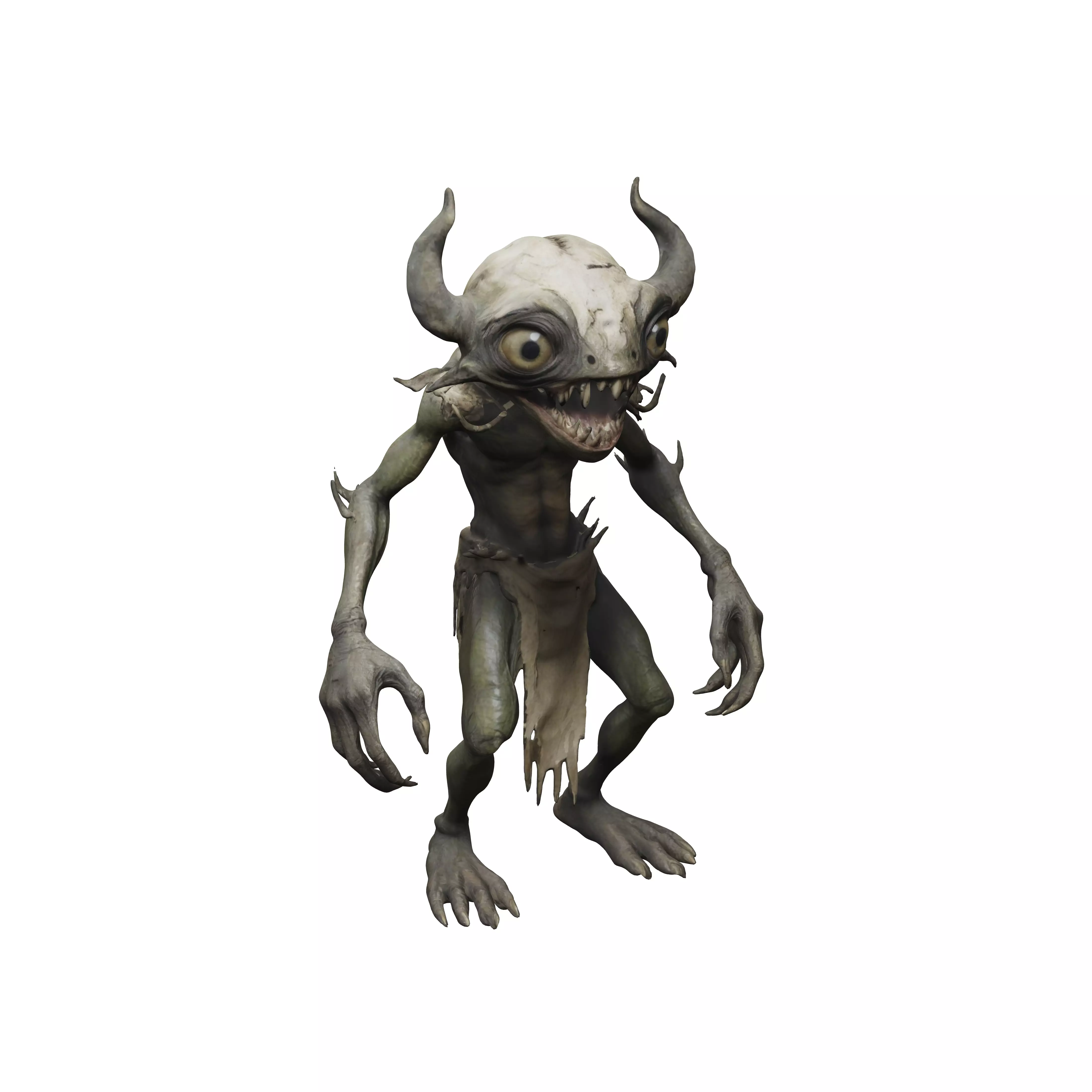 The creature features a hunched humanoid form with multiple s... 3D model