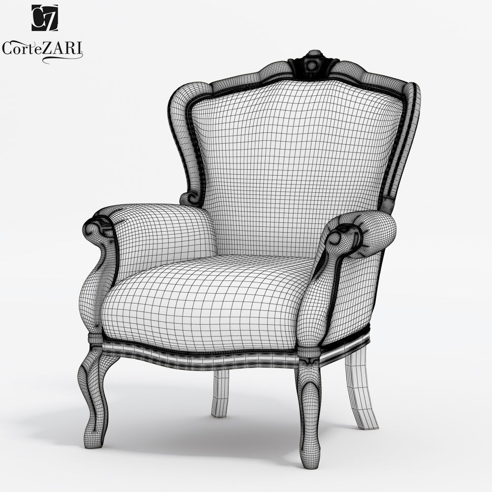 CorteZARI Gemma armchair and pouf set 3D model_3