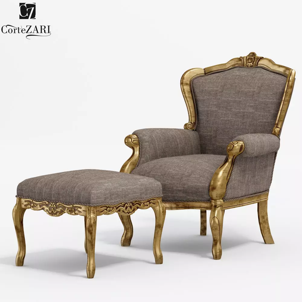 CorteZARI Gemma armchair and pouf set 3D model_0