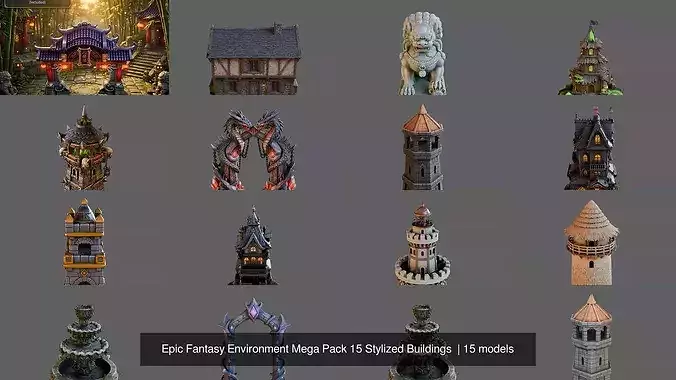 Epic Fantasy Environment Mega Pack 15 Stylized Buildings 2