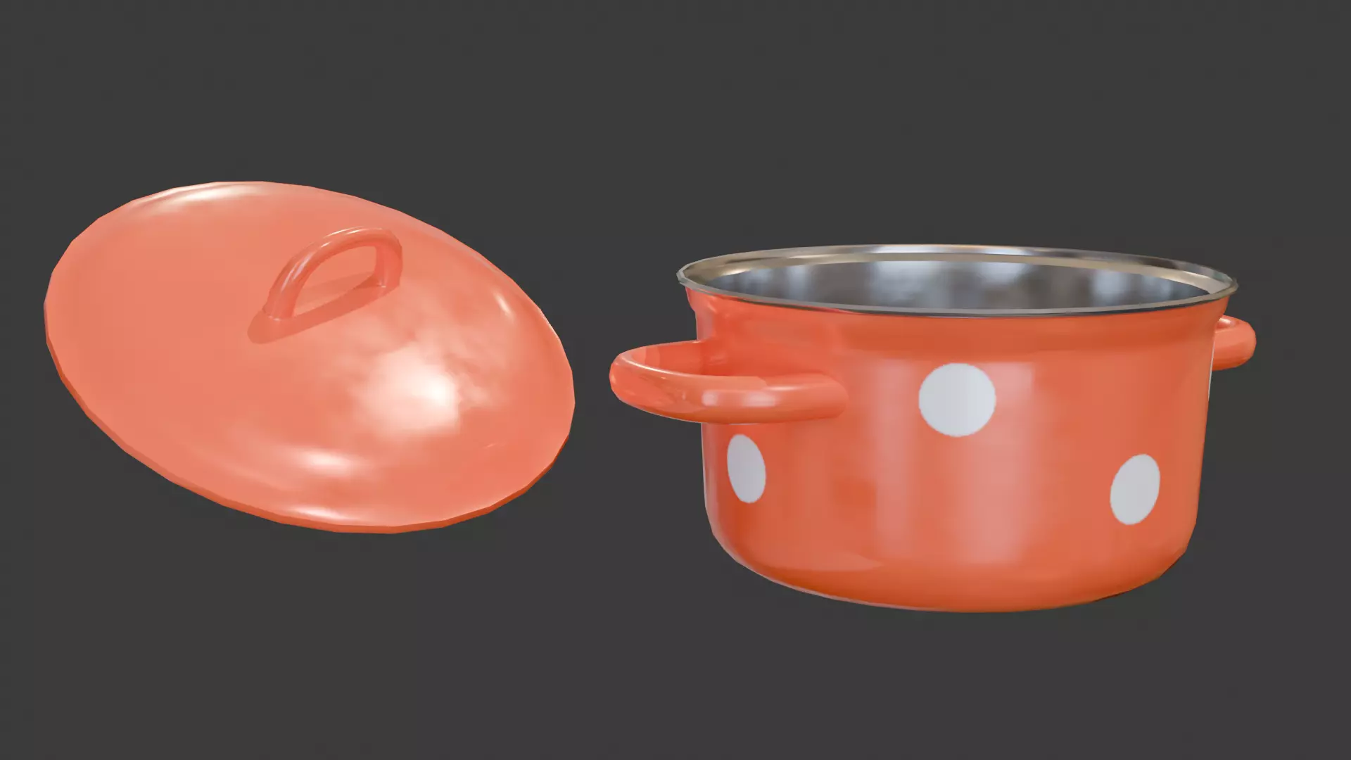 Red cooking pot Free low-poly 3D model