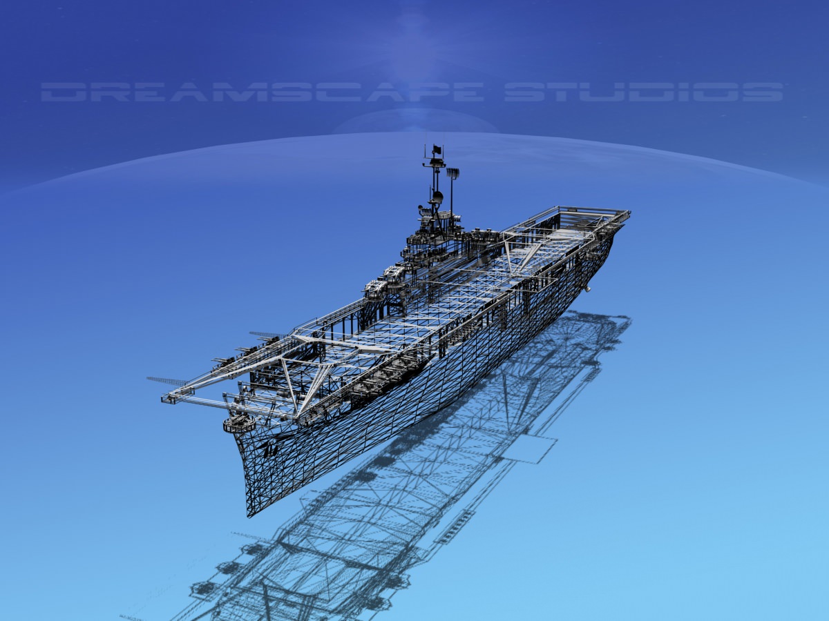 Essex Class Aircraft Carrier CV-9 USS Essex 3D model_17