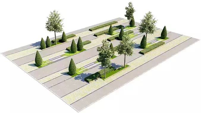 Linear Rhythm Urban Plaza Modular Landscape