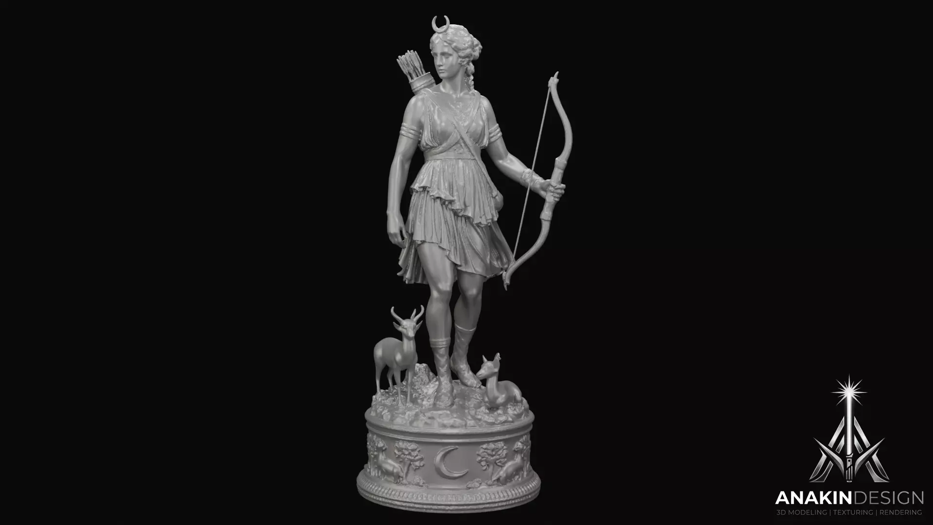 Artemis Statue Greek - Roman Goddess - v1 3D Print Model 3D print model