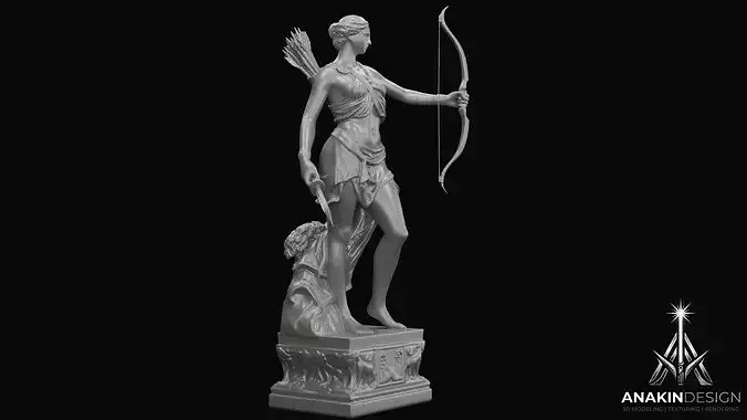 Artemis Statue Greek - Roman Goddess v2 3D Print Model