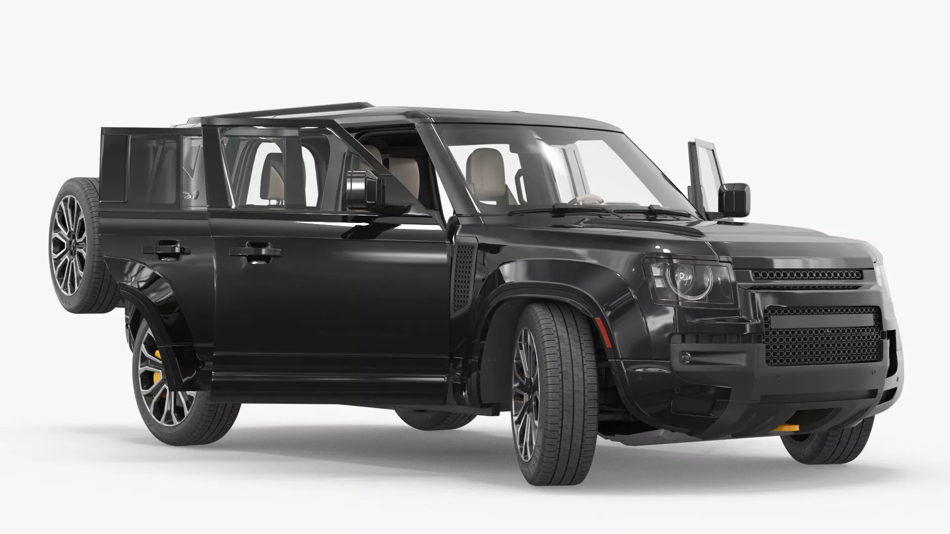 Four Wheel Drive SUV Wagon Black Rigged for Maya 3D model