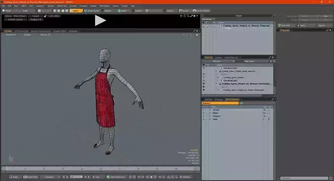 Striped Cooking Apron on Woman Mannequin 3D model