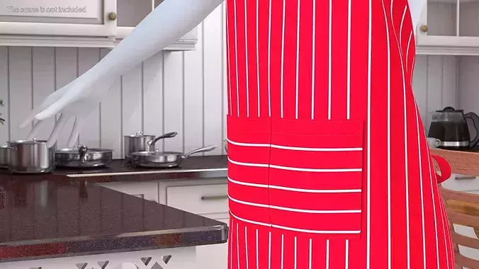 Striped Cooking Apron on Woman Mannequin 3D model 6