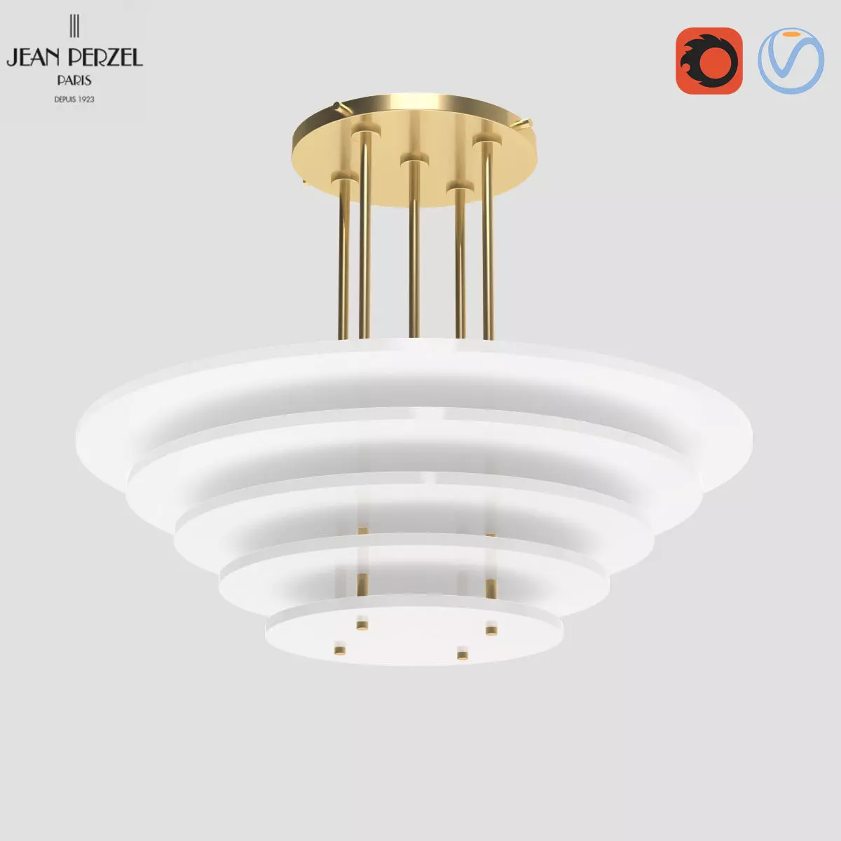 Jean Perzel Design Ceiling Light 58 bis Low-poly 3D model_0