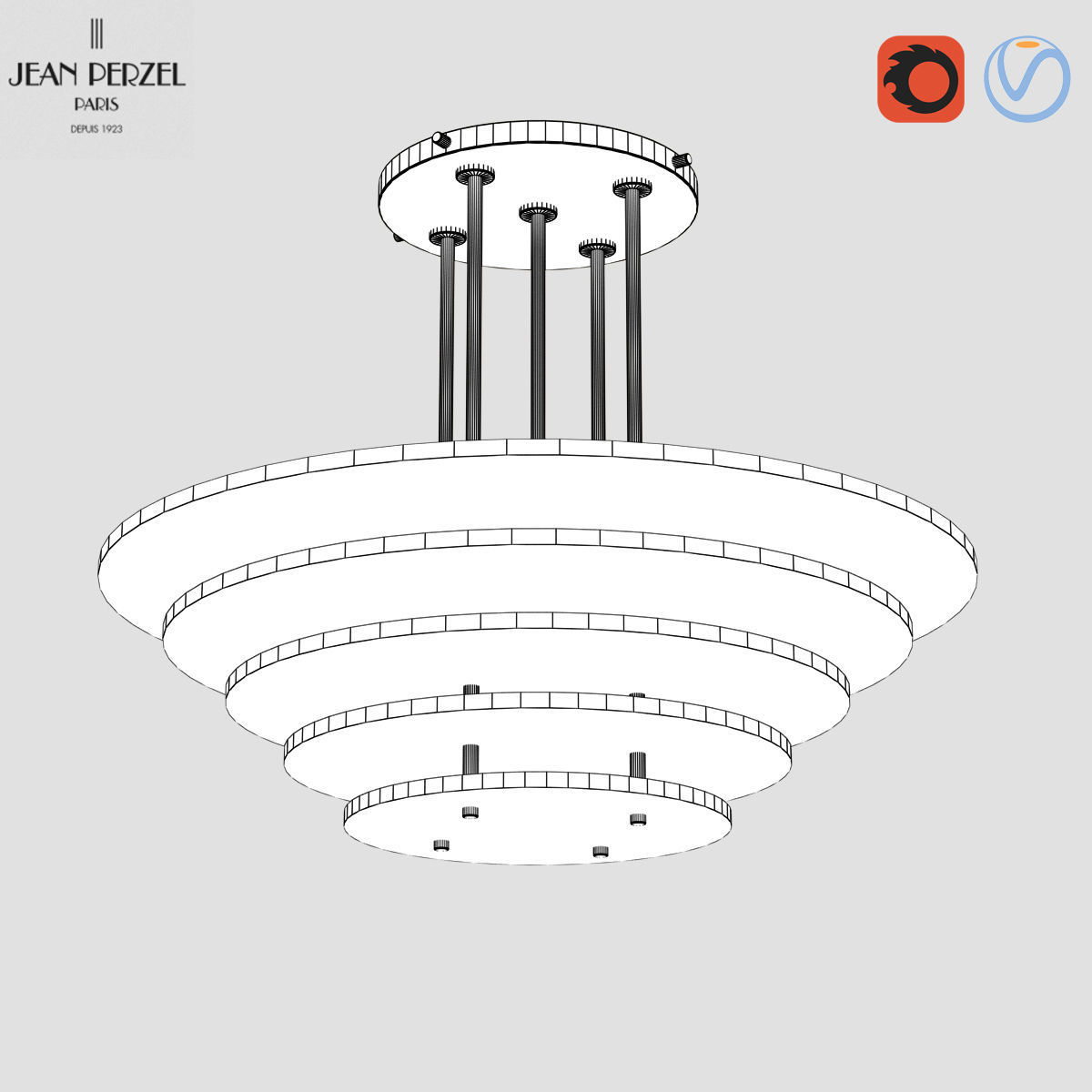 Jean Perzel Design Ceiling Light 58 bis Low-poly 3D model_1