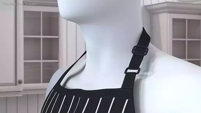 Mens Striped Cooking Apron 3D model 6