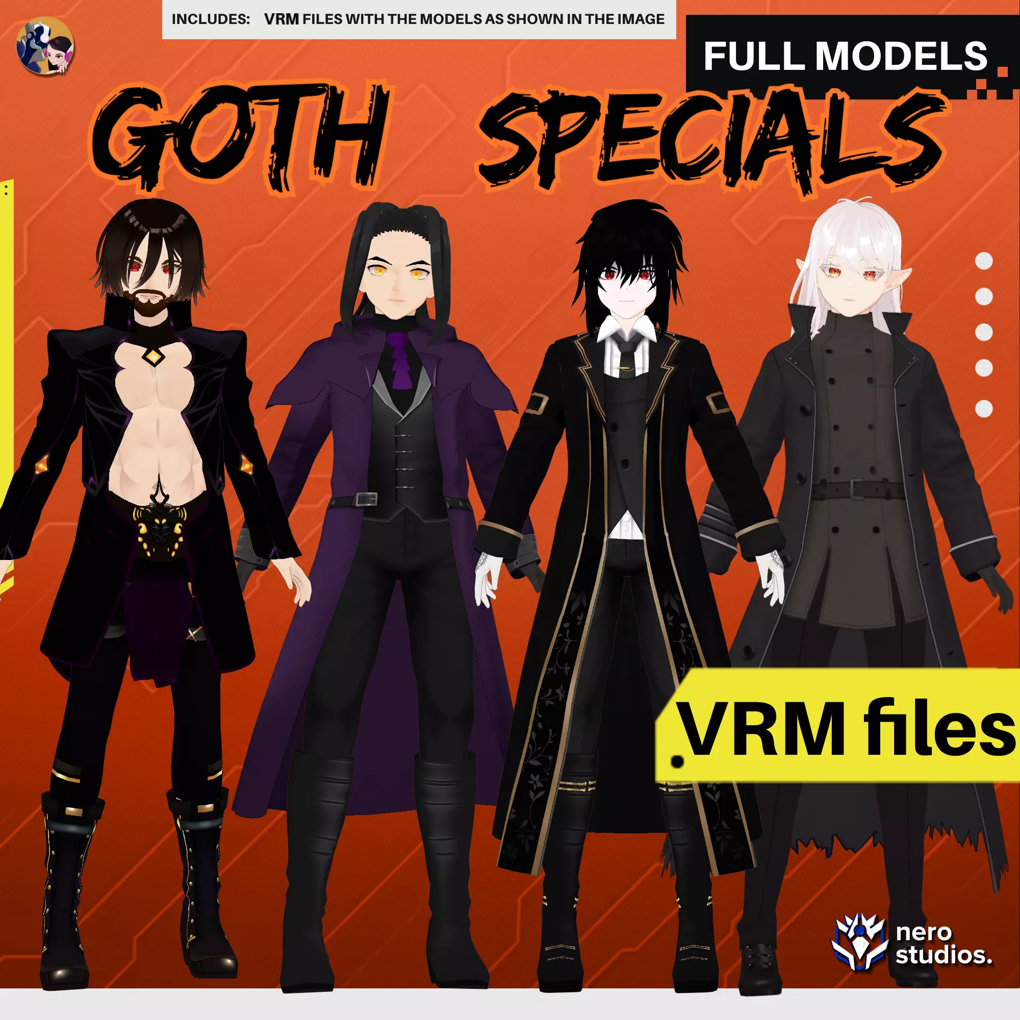VRM VAMPIRE HAIRSTYLE GOTHIC STYLE HUNTER HALLOWEEN OUTFIT 3D model