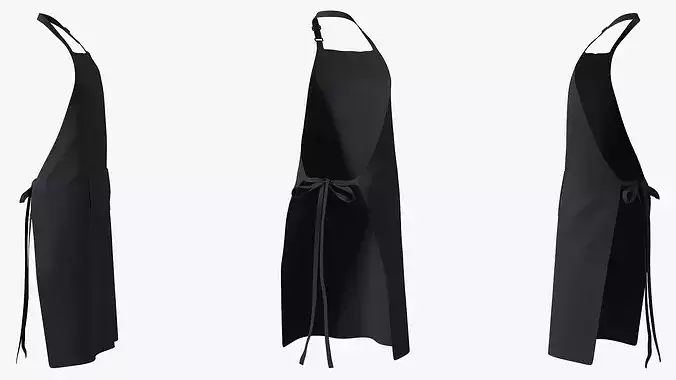 Mens Cooking Apron Black 3D model 7
