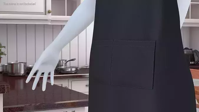 Mens Cooking Apron Black 3D model 5