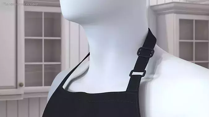 Mens Cooking Apron Black 3D model 6