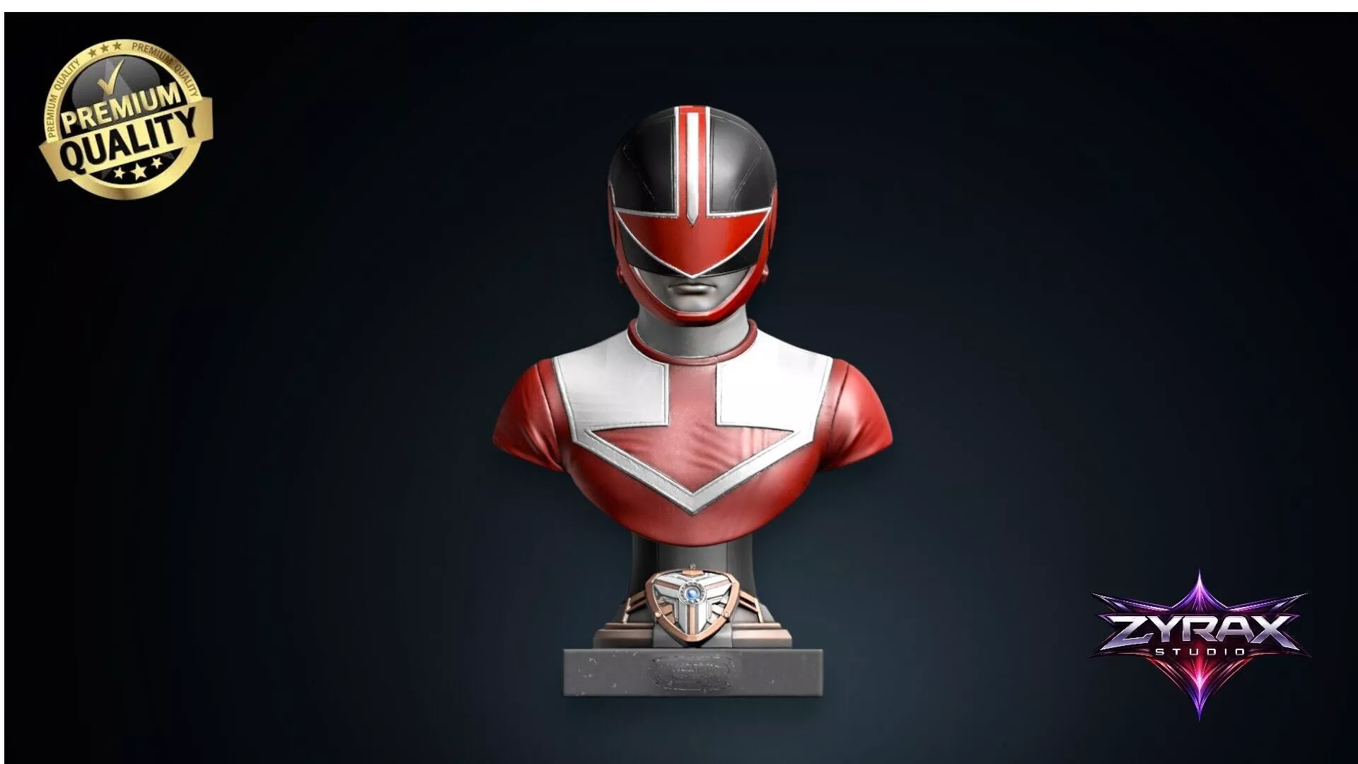 Power Rangers Time Force Red Ranger Bust STL 3D print model