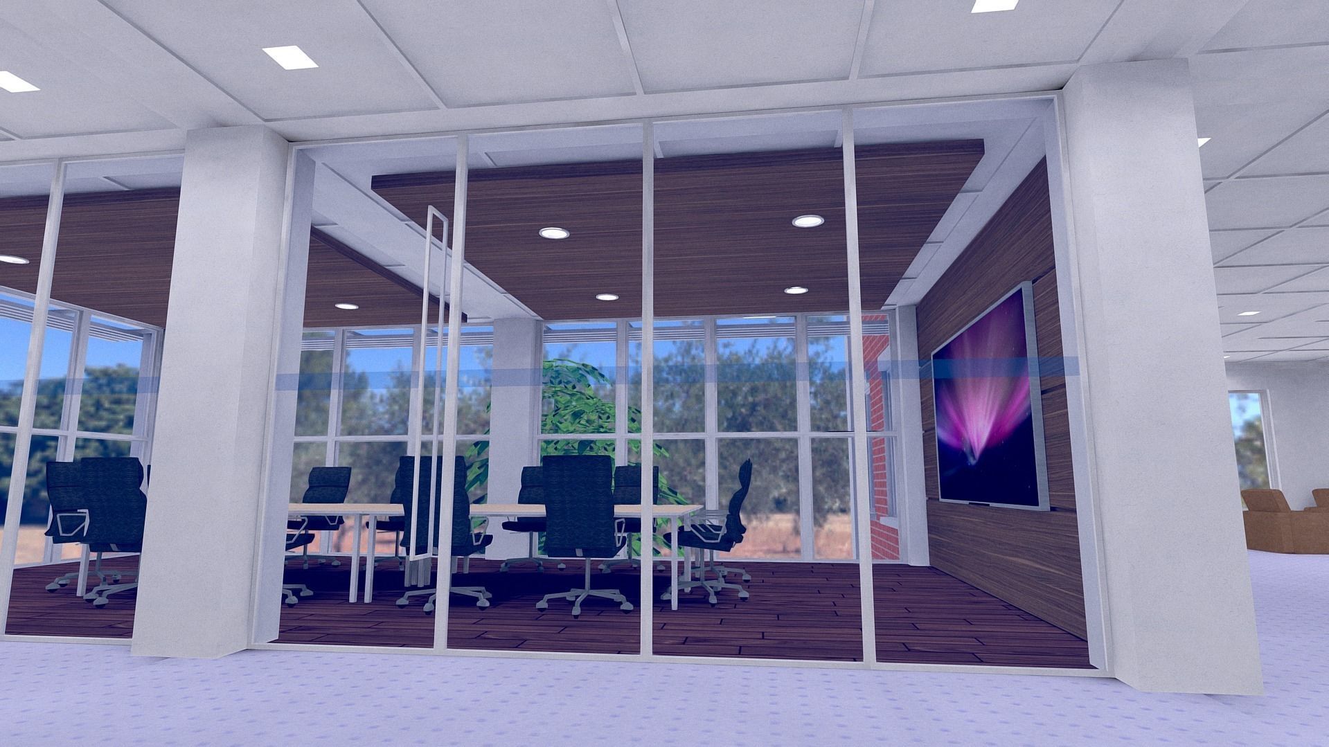 Interior Glass With Door SHC Quick Office Low-poly 3D model_2