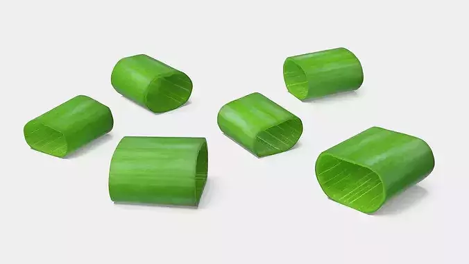Chopped Green Onion Pieces Set 3D model 5