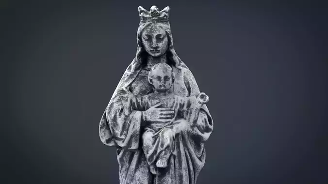 Stone Virgin Mary with baby Jesus