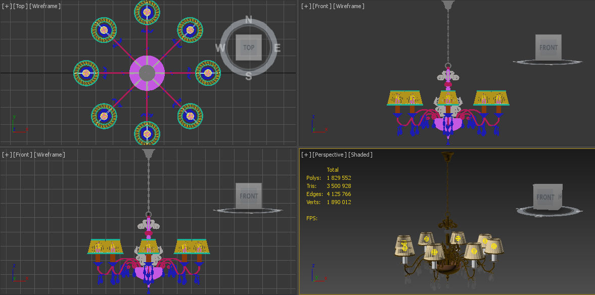 Masiero 6020 S8 chandelier 3D model_2