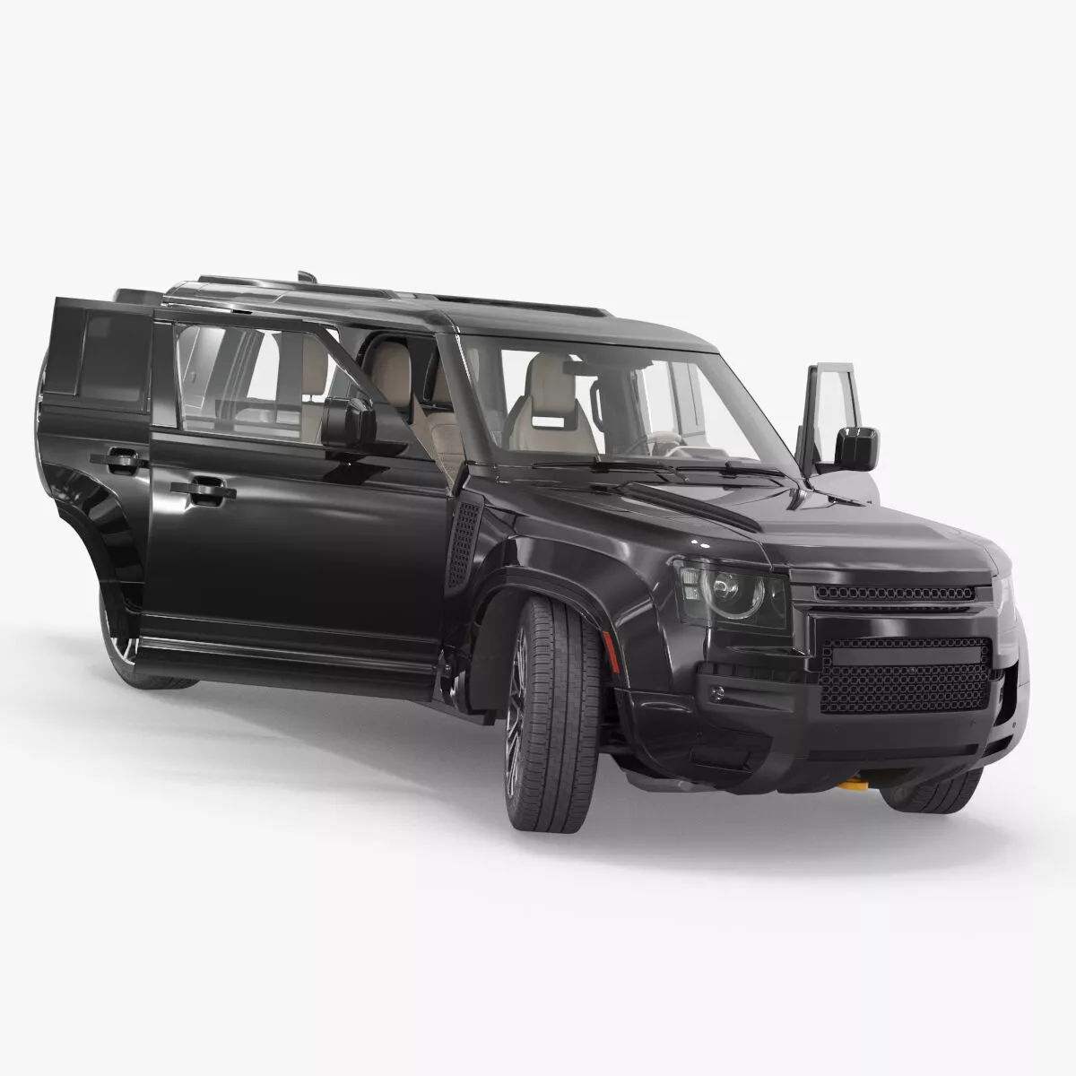 Four Wheel Drive SUV Wagon Black Rigged for Cinema 4D 3D model