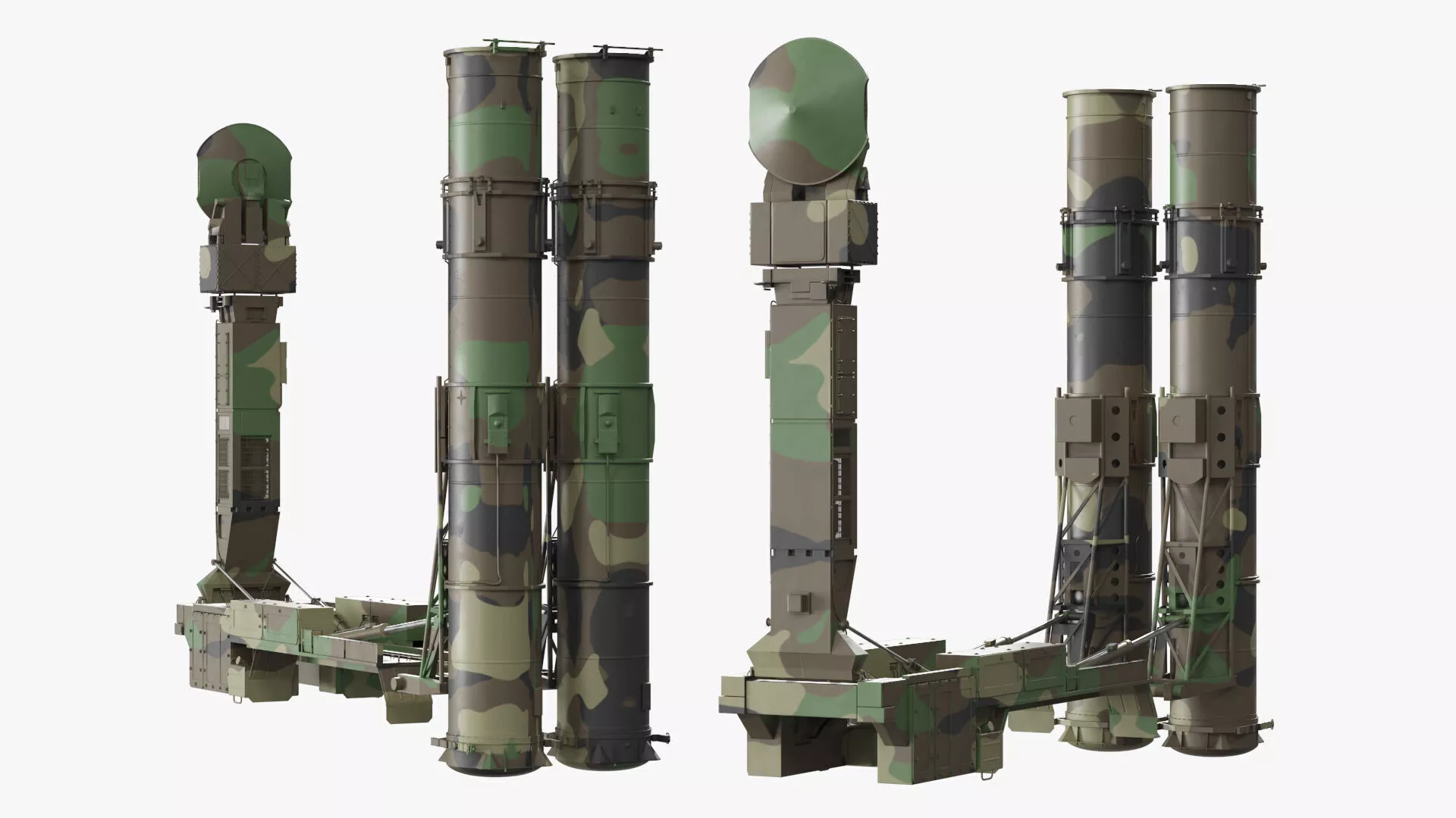 Air Defense Launcher Unit with Radar Mast Rigged 3D model