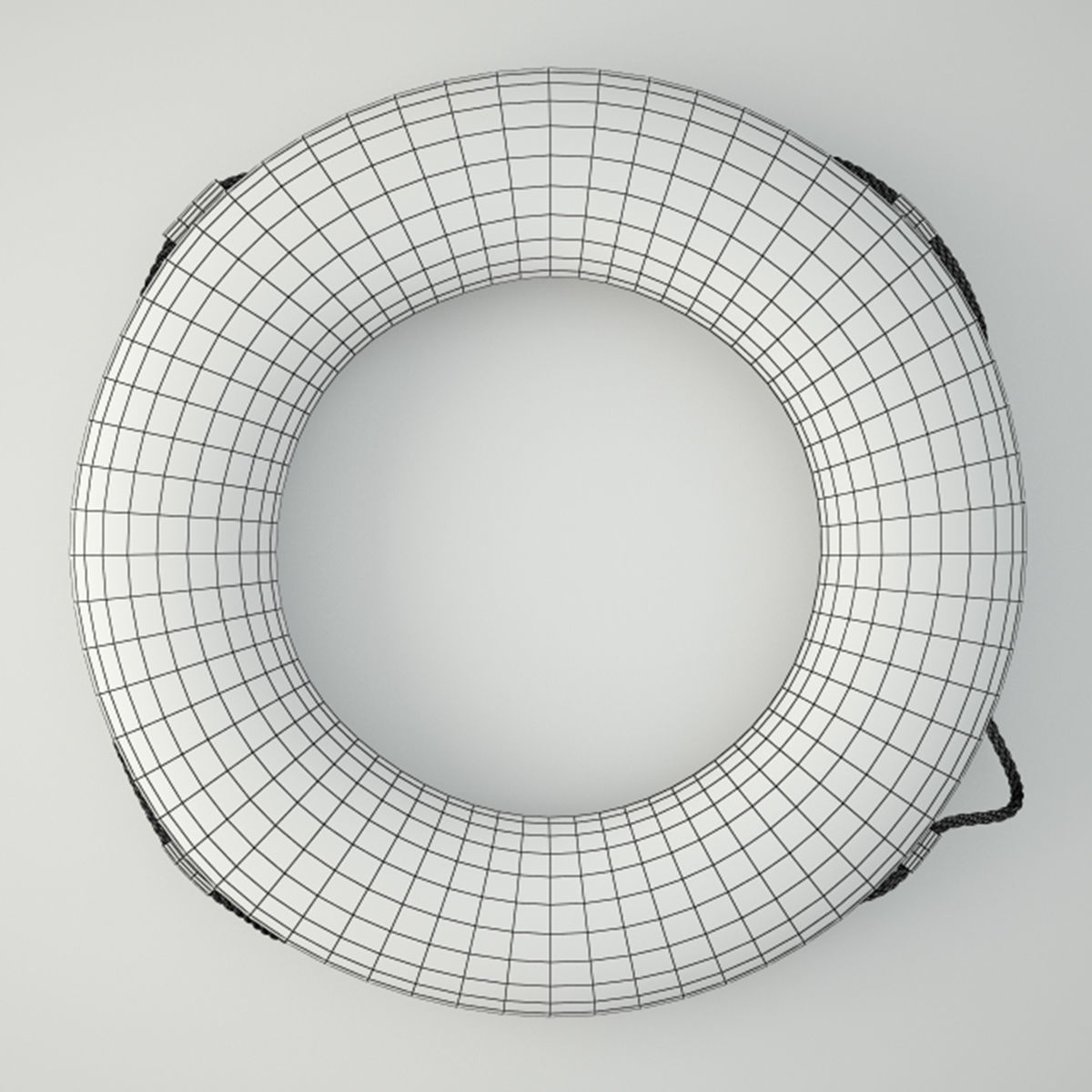 1919 Vintage Life Preserver Ring 3D model_1