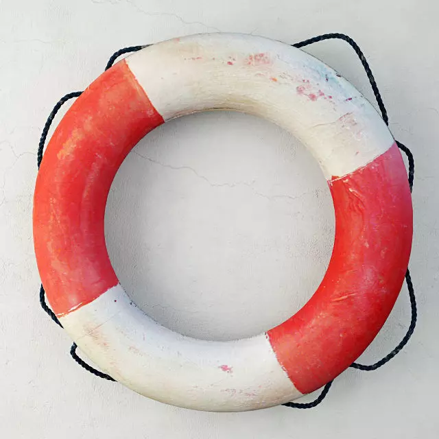 1950s Orange and White Life Preserver 3D model_0