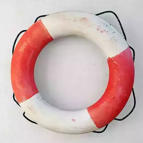 1950s Orange and White Life Preserver 3D model