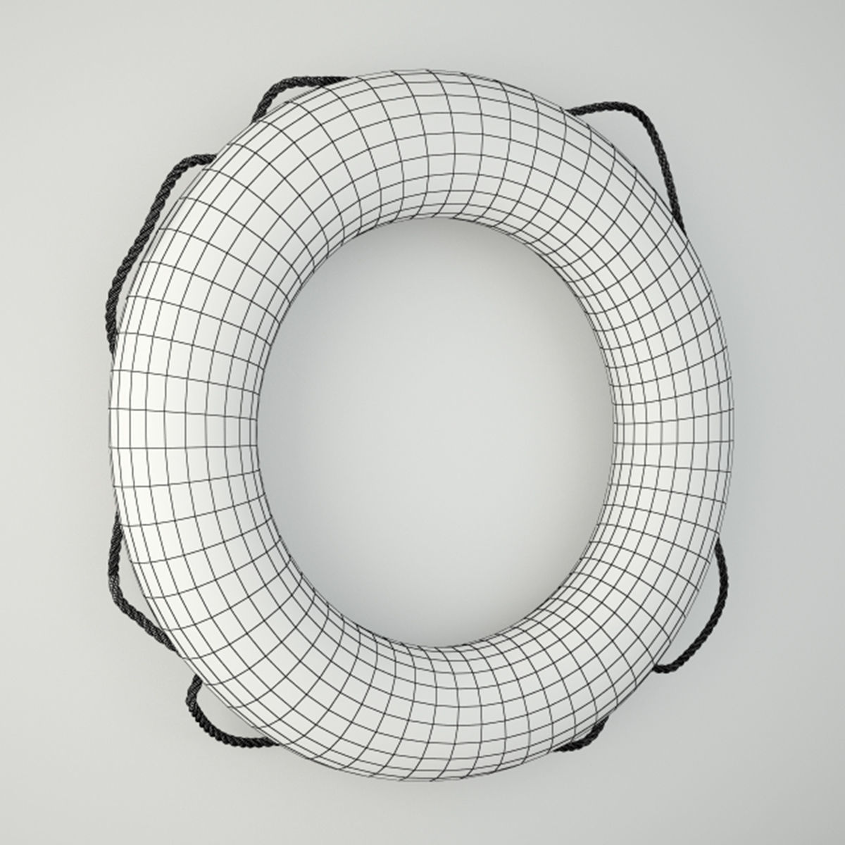 1950s Orange and White Life Preserver 3D model_3