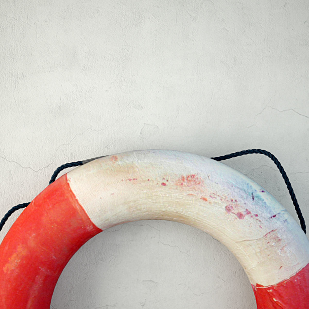 1950s Orange and White Life Preserver 3D model_4