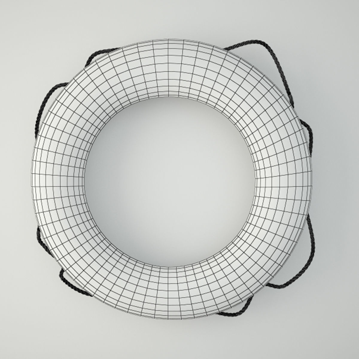 1950s Orange and White Life Preserver 3D model_1