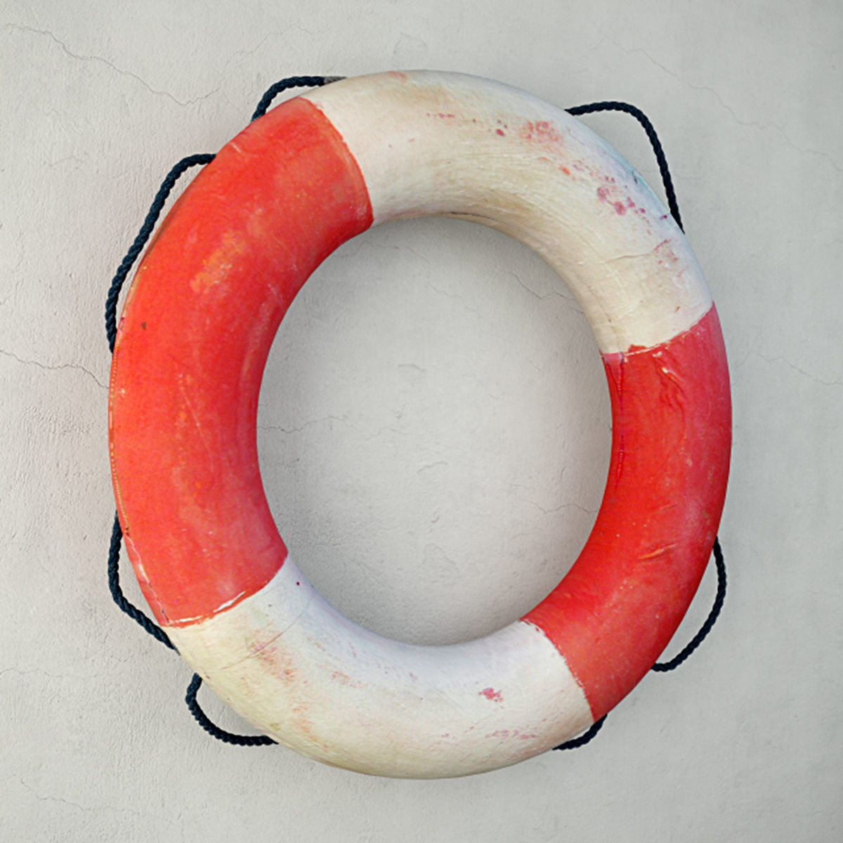 1950s Orange and White Life Preserver 3D model_2
