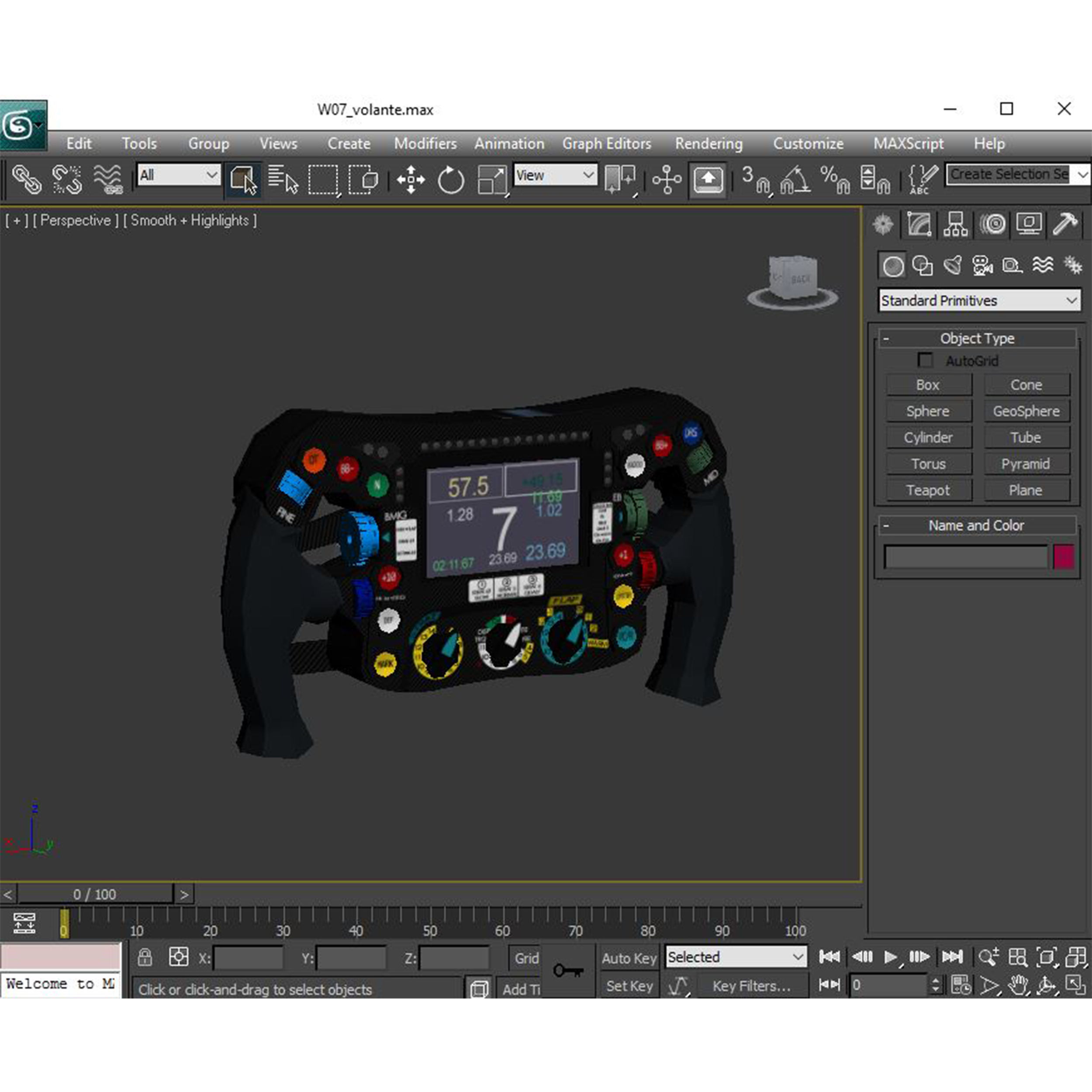 W07 Steering Wheel Low-poly 3D model_12