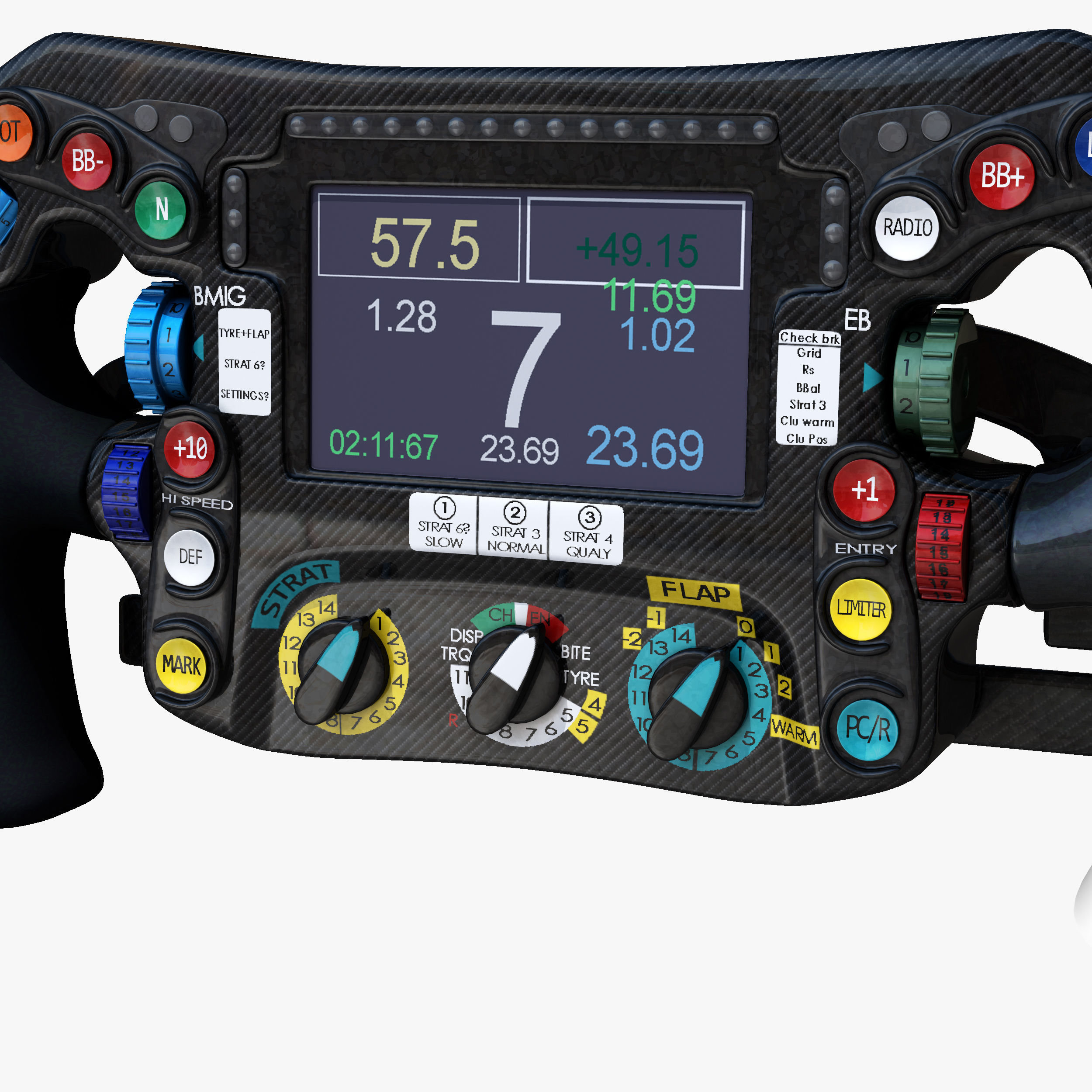 W07 Steering Wheel Low-poly 3D model_6