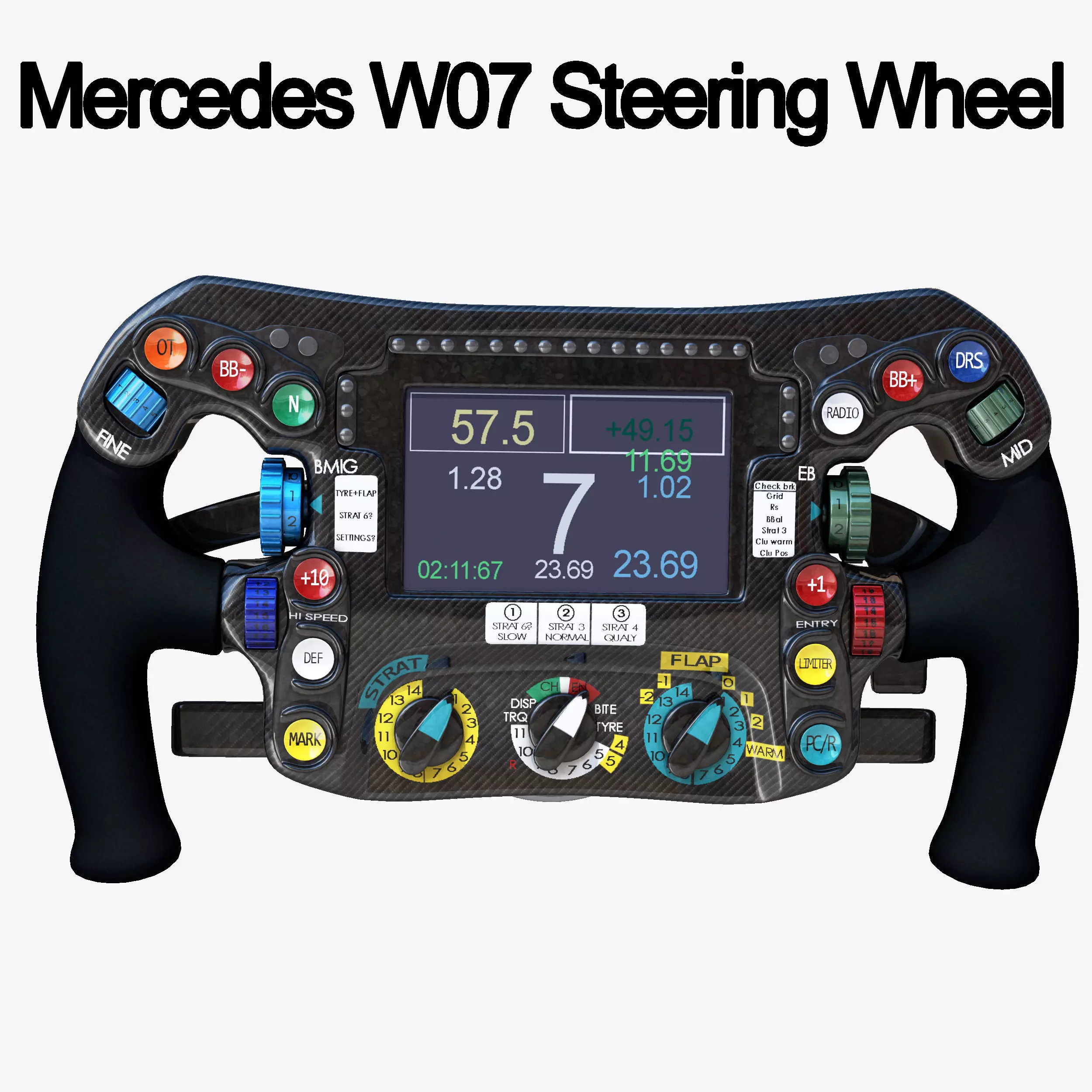 W07 Steering Wheel Low-poly 3D model_0