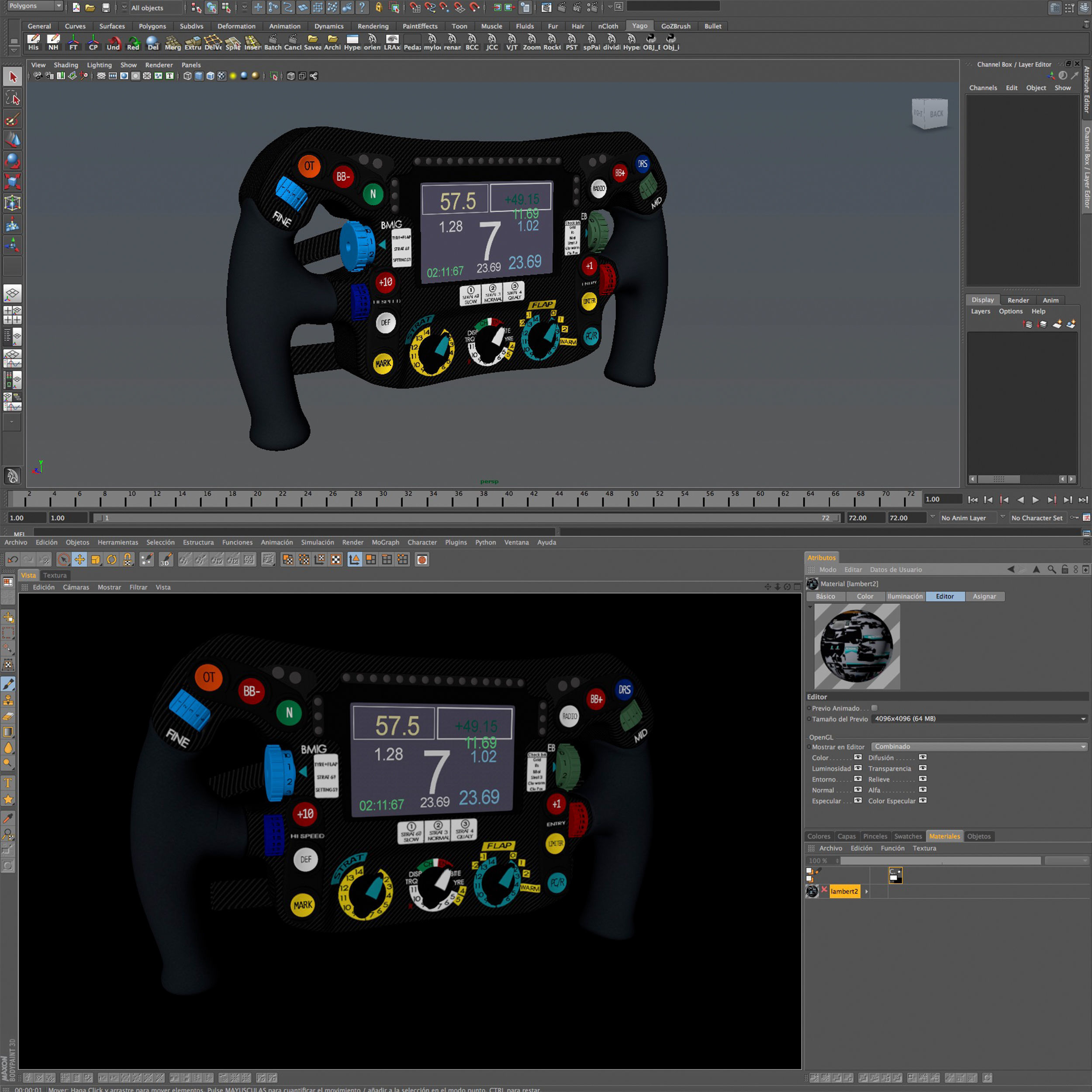 W07 Steering Wheel Low-poly 3D model_10