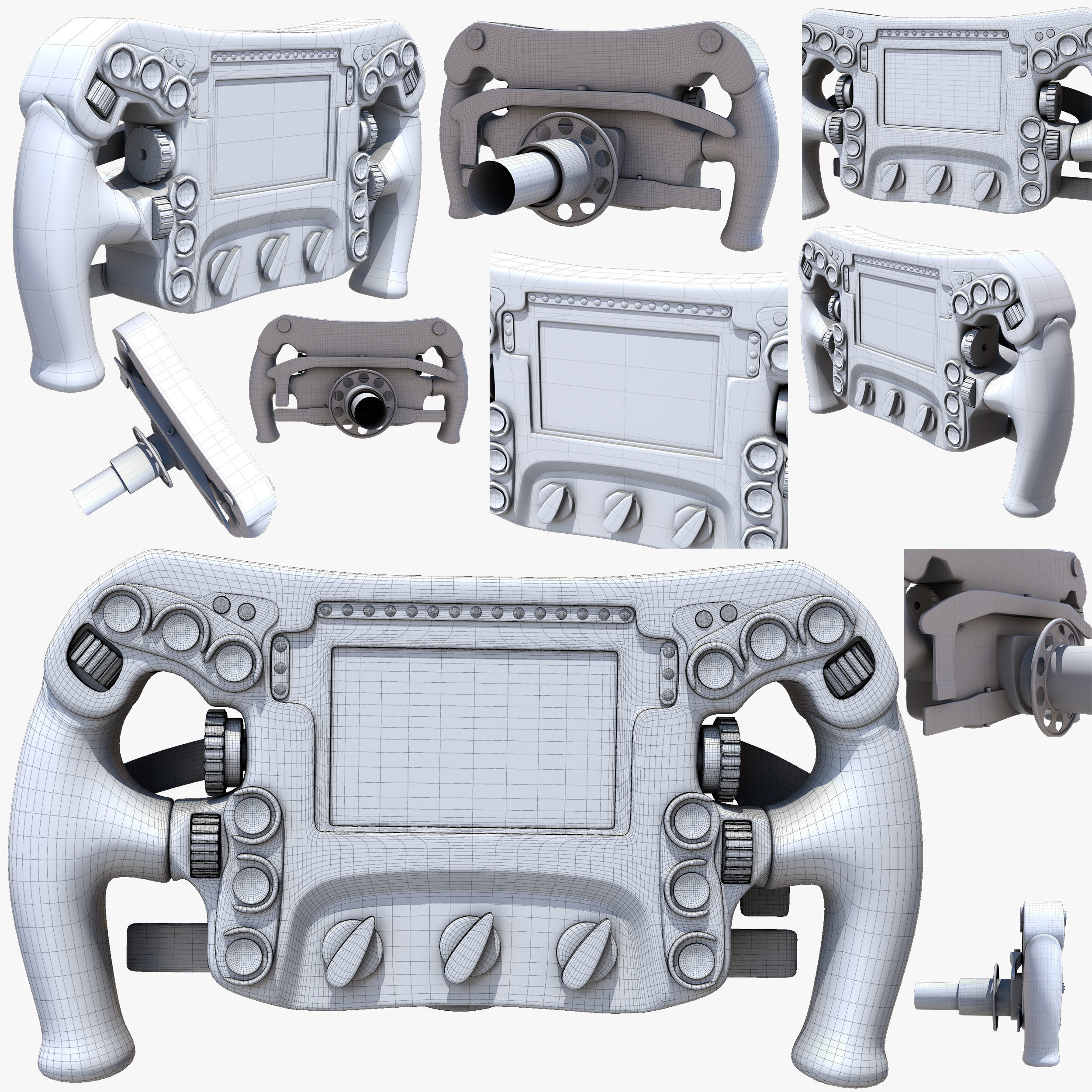 W07 Steering Wheel Low-poly 3D model_11