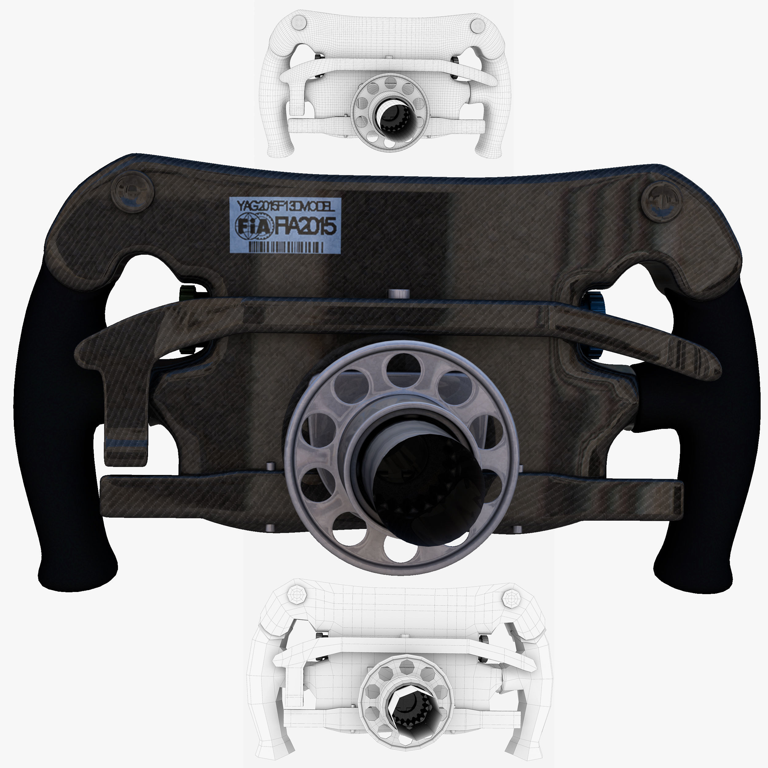 W07 Steering Wheel Low-poly 3D model_4